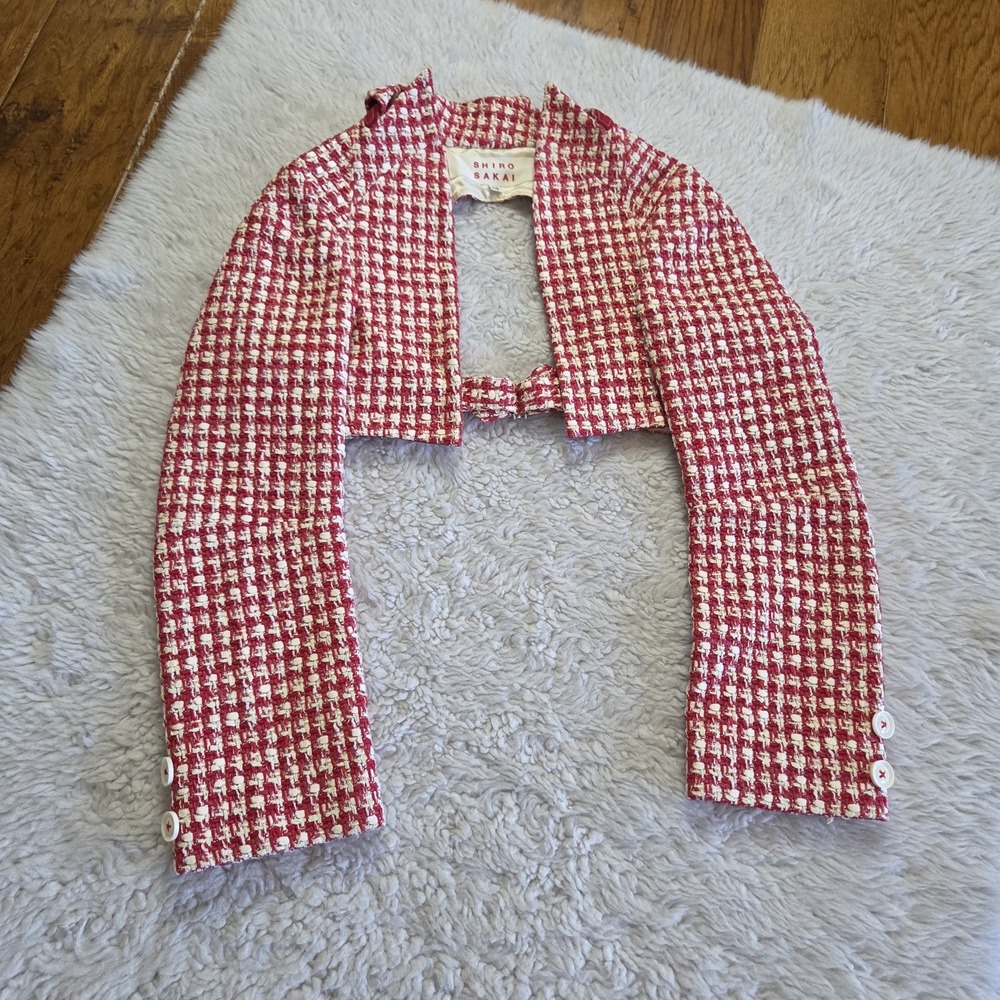 Shiro Sakai Shrug Jacket Women's XS Red Tweed Made in Japan